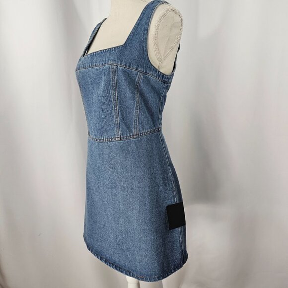 Lulus Women's Medium Wash Corset Stitched Sleeveless Denim Mini Dress Size M NWT - Picture 5 of 15